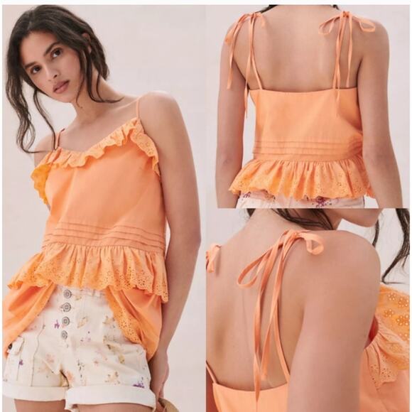 NWT Mare Mare X Anthropologie Josephine Tank in Coral Orange size Medium - Picture 1 of 7